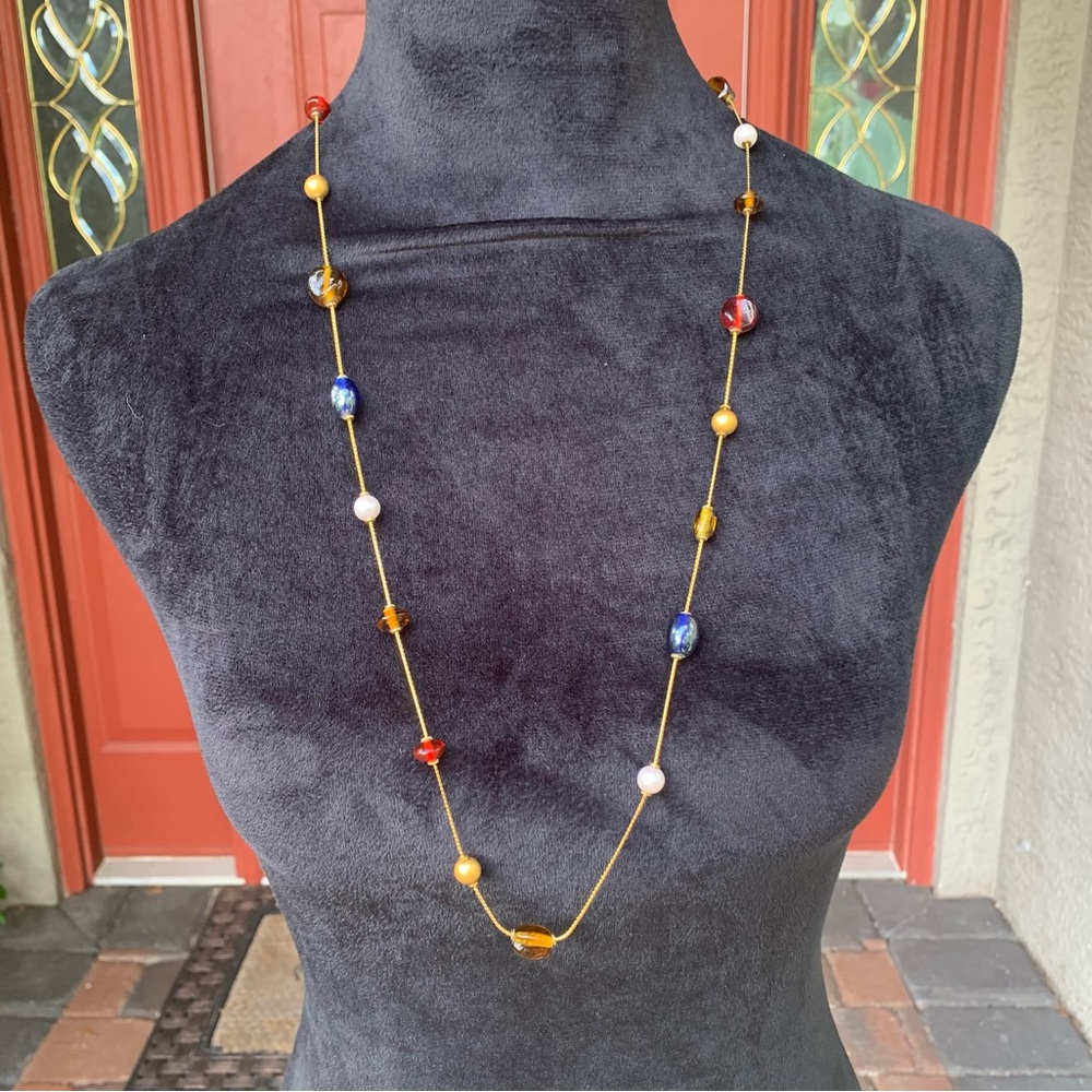 Boho Glam Multicolor Talbots Beaded Goldtone Necklace